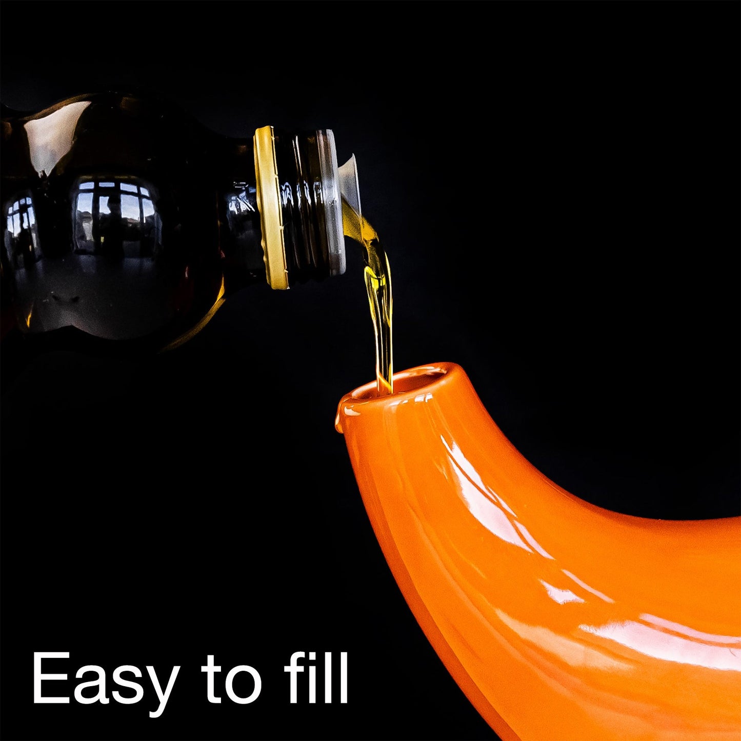ORNA Ceramic Oil Dispenser Bottle with 2 Stainless Steel Pourers in Orange, 700ml / 24 Oz