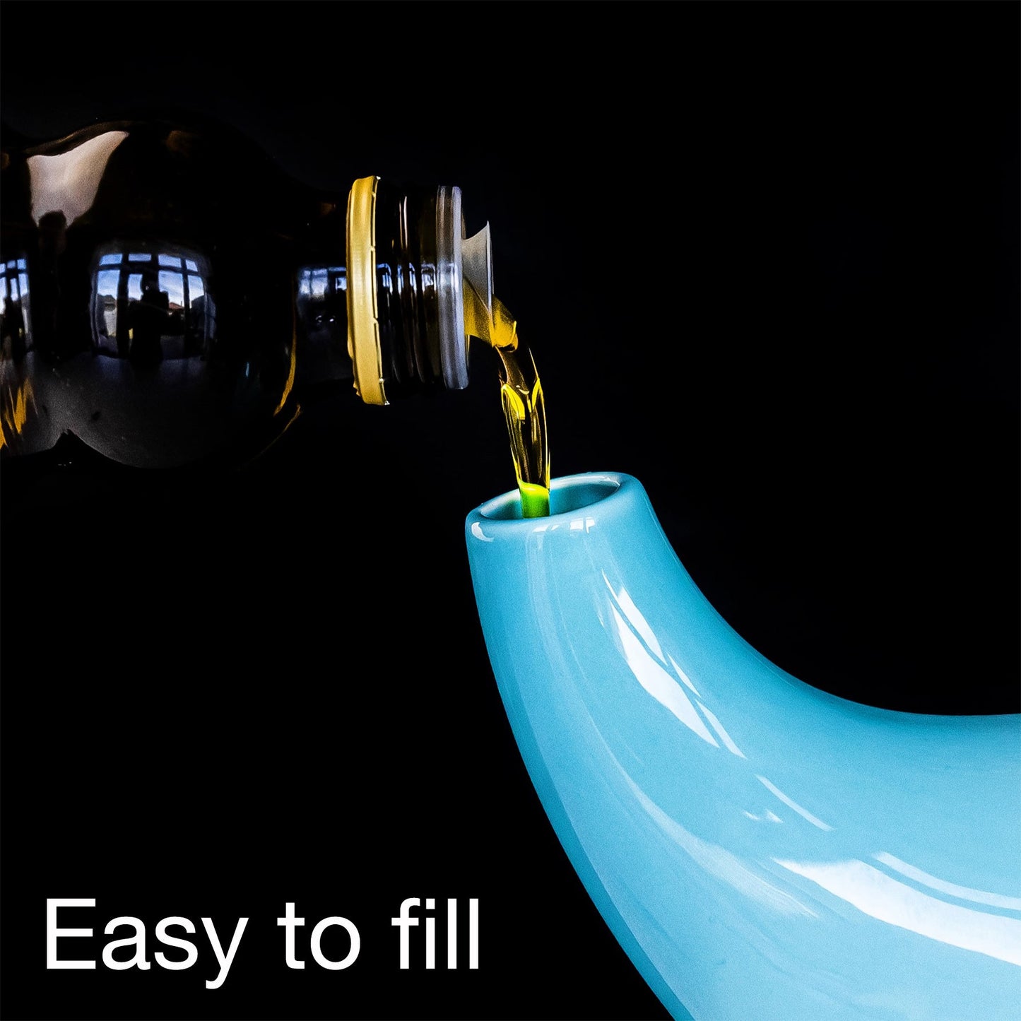 ORNA Ceramic Oil Dispenser Bottle with 2 Stainless Steel Pourers in Turquoise, 700ml / 24 Oz