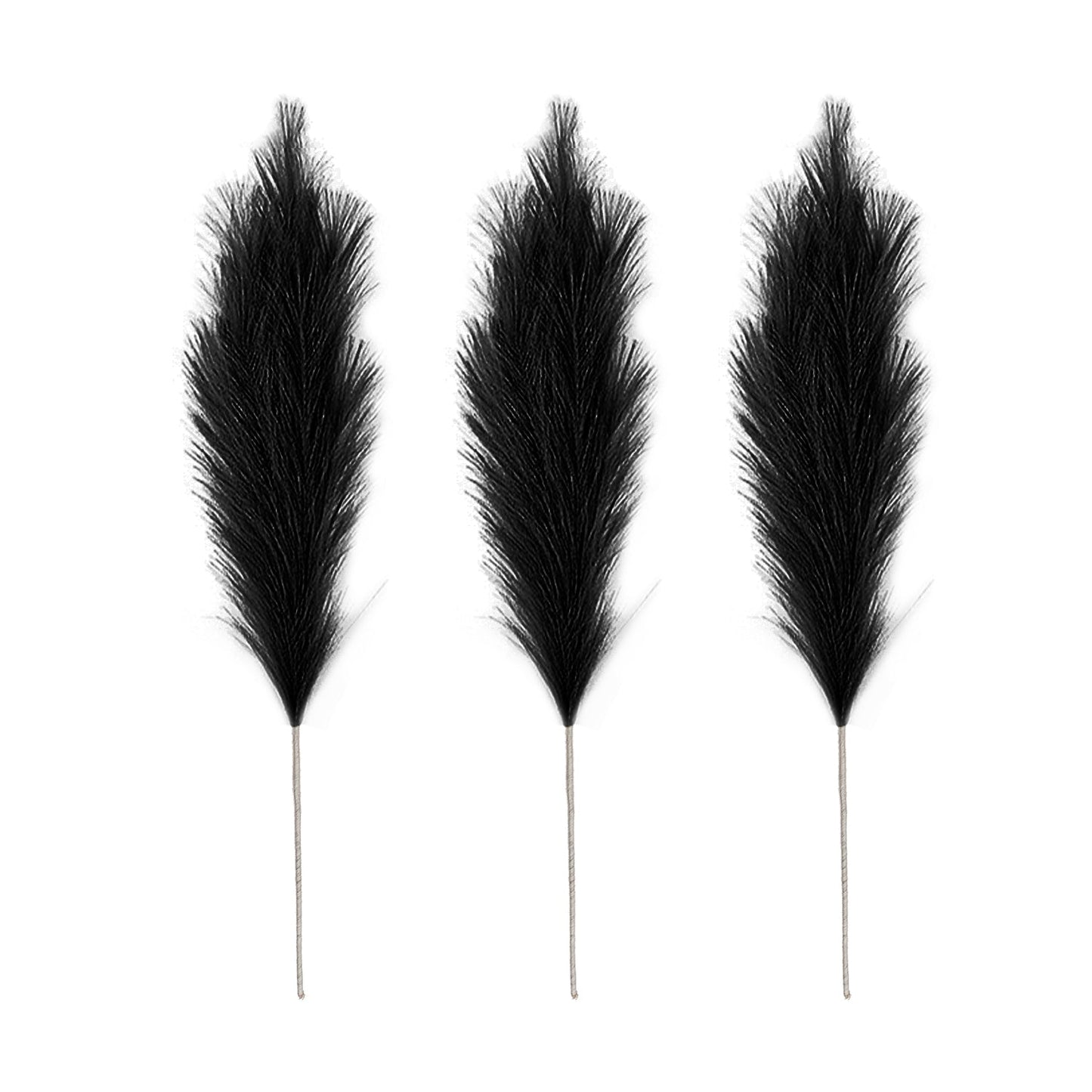 Extra fluffy and tall artificial pampas ORNA in Black, 3 stems set, Giftbox