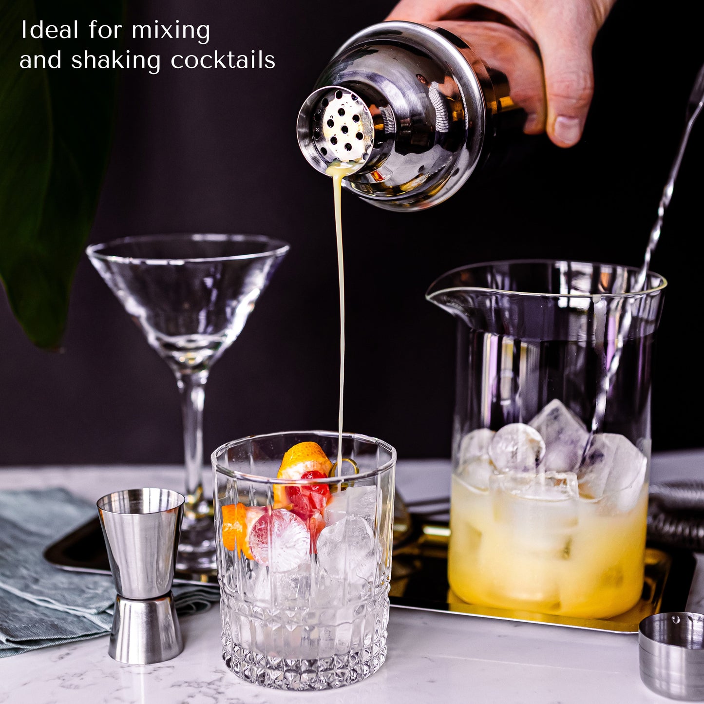 
                  
                    ORNA Cocktail Shaker Set of 10 pieces, Stainless Steel Cocktail Making Kit, 750 ml
                  
                